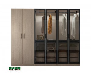 Система за дрешник Dress 30 - Мока, ЛЕД осветление, Стъклени врати
