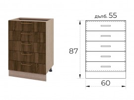 Долен кухненски шкаф Сити МФ-Пасифик-11-29 МДФ 60 см Корпус Мока