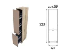 Колонен шкаф бутилиера за кухня Сити АРФ-Тоскано-11-65 МДФ Корпус Сонома арвен 40 см