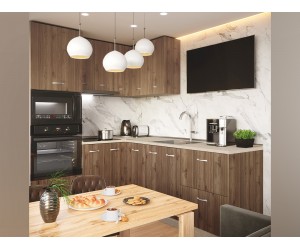 Готова ъглова кухня Сити 9157 - 180*222 см, с цели термоплотове, Орех адмирал/Мока