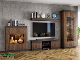 Модулна секция за хол Сити 6064 - 298/41/191 см, Песаро/Графит
