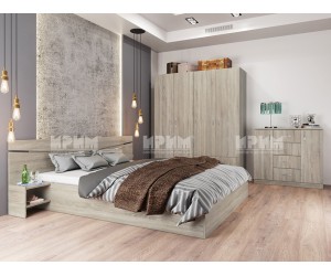 Спален комплект Сити 7062 - 160/200 см, Сонома тъмна