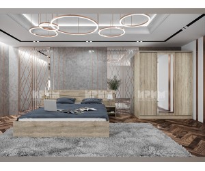 Спален комплект Сити 7074 - 160/200, Сонома тъмна