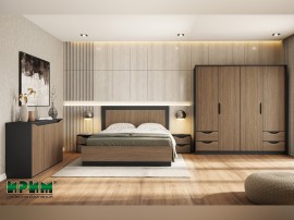 Спален комплект Сити 7092 - 160/200 см, Орех Линеа/Графит