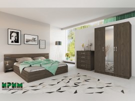 Спален комплект с матрак Сити 7000 - 160/200, Орех адмирал
