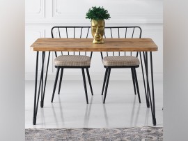 Трапезна маса Lagos LG-1422 - 120/70/75 см, Светъл орех/Черен