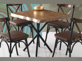 Трапезна маса Safir SF-1462 - 80/80/75 см, МДФ плот, Орех/Черен